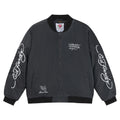 Washed Black Widow Relaxed Varsity Bomber Jacket  - Black