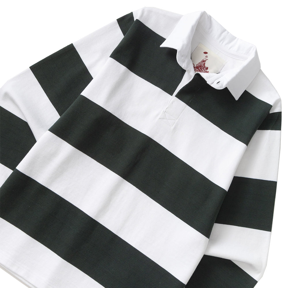 Classic Rugby Shirt - Green Wide-Stripe