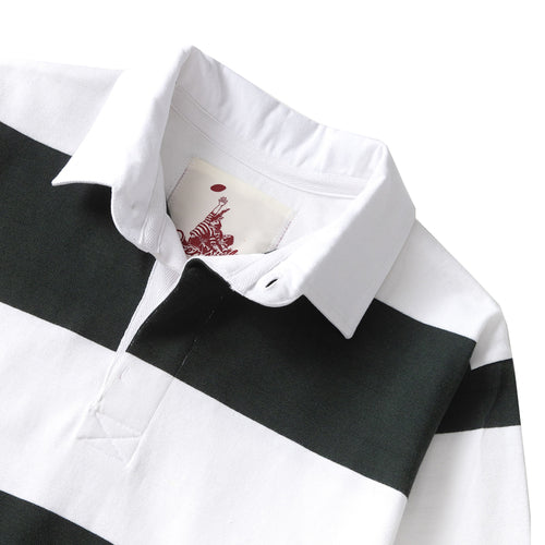 Classic Rugby Shirt - Green Wide-Stripe