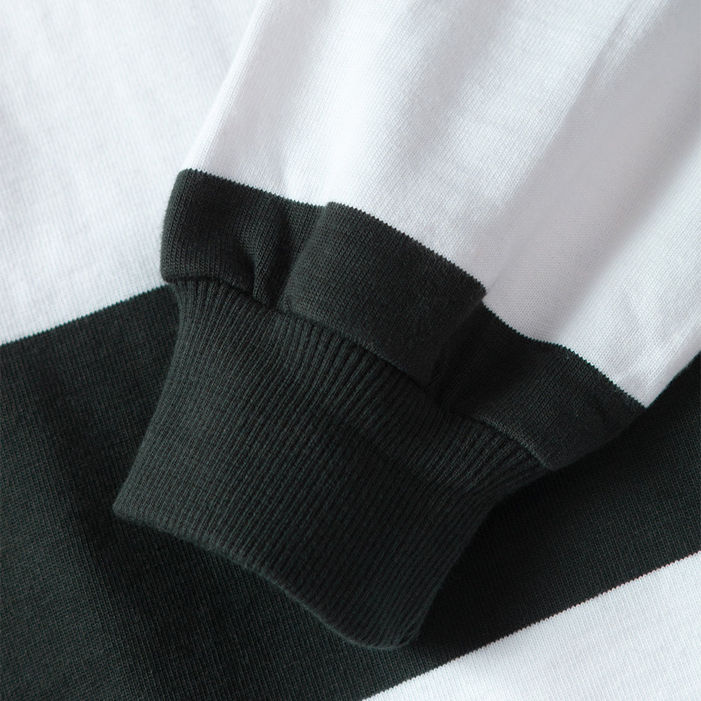 Classic Rugby Shirt - Green Wide-Stripe