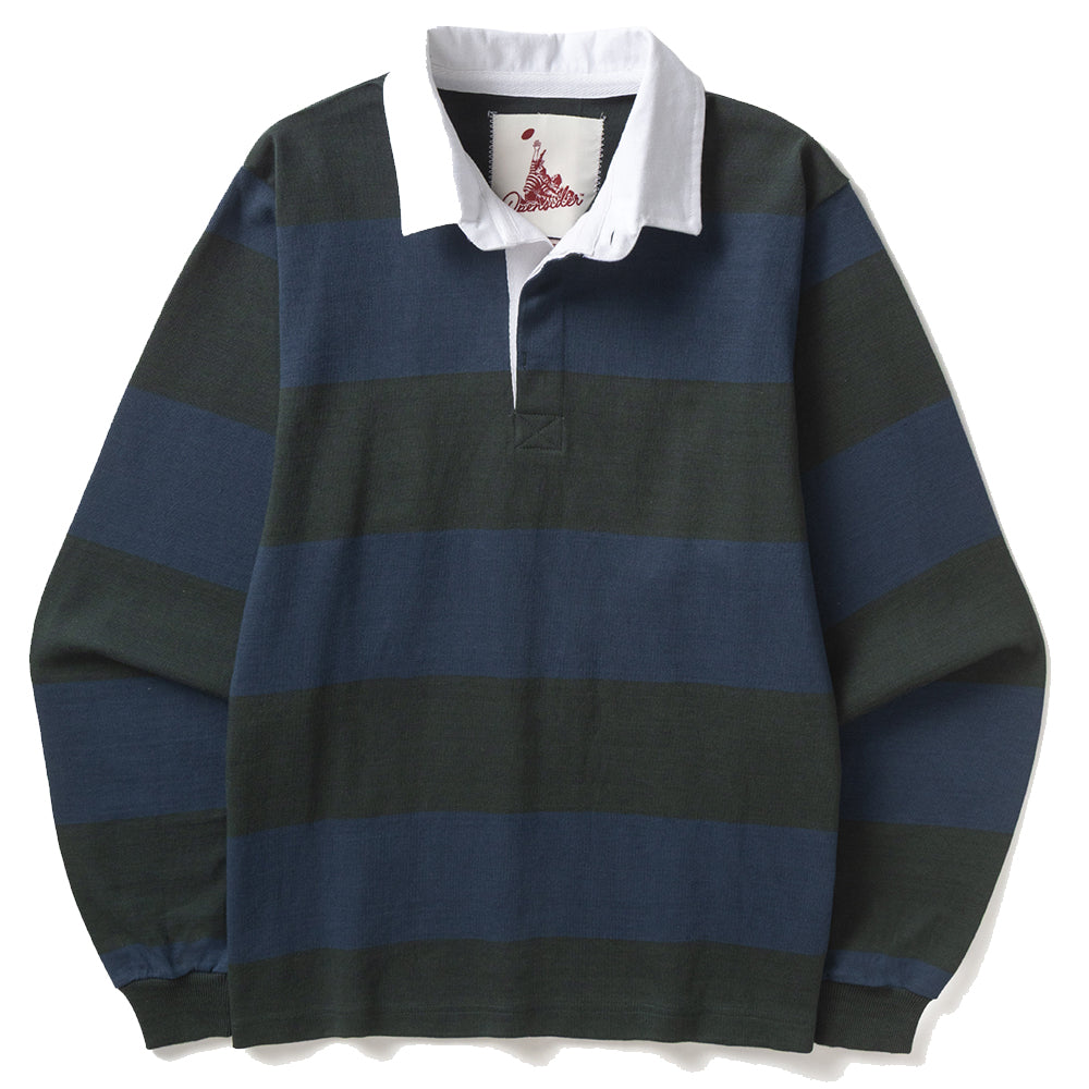 Classic Rugby Shirt - Wide-Stripe Blue/Green